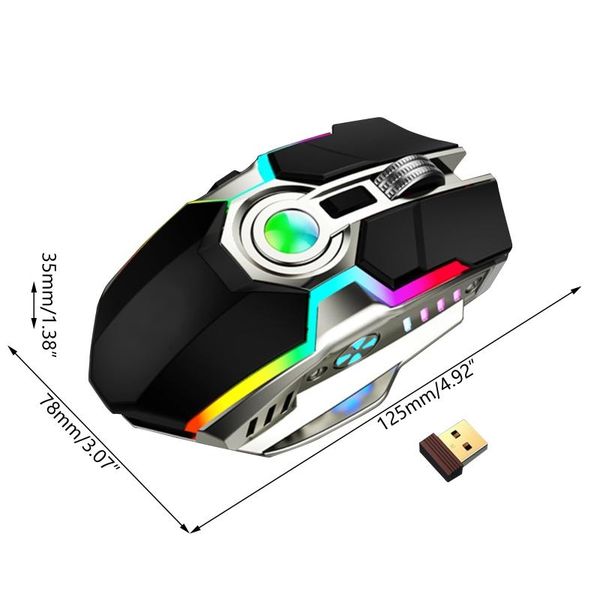 mice u2je 3500dpi 2.4ghz 7key wireless gaming led rgb usb charge mouse slient microswitch multiple light effects support while
