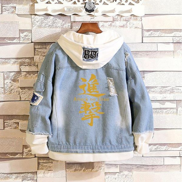 men's jackets hoodie attack on titan denim jacket scout regiment mikasa ackerman rival cosplay jeans coats eren jager hooded 2021, Black;brown
men's jackets hoodie attack on titan denim jacket scout regiment mikasa ackerman rival cosplay jeans coats eren jager hooded 2021, Black;brown