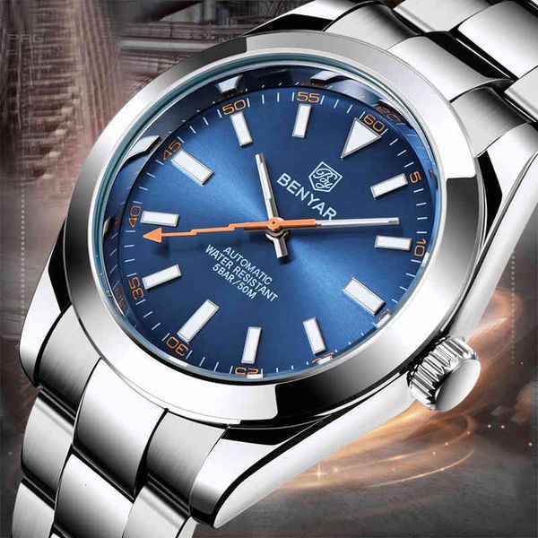 design benyar 2021 fashion new brand men watches rvs waterproof automatic mechanical pulse warrior reloj hombre, Slivery;brown
design benyar 2021 fashion new brand men watches rvs waterproof automatic mechanical pulse warrior reloj hombre, Slivery;brown