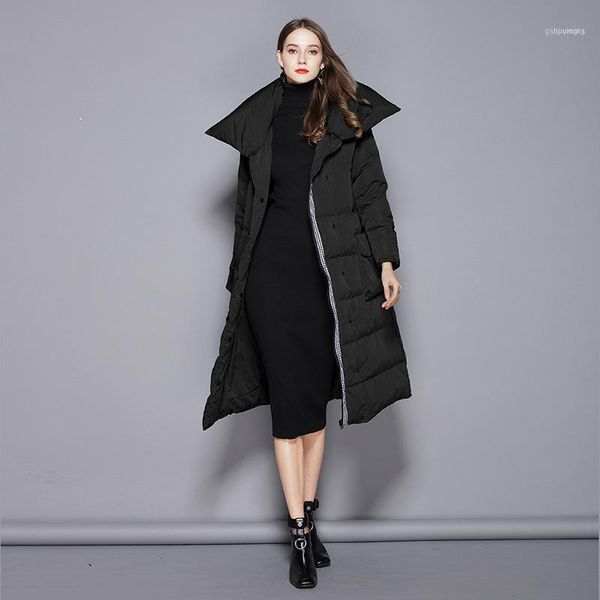 2021 down jacket female long section large lapel thickening white duck winter casual body temperament1, Black
2021 down jacket female long section large lapel thickening white duck winter casual body temperament1, Black
