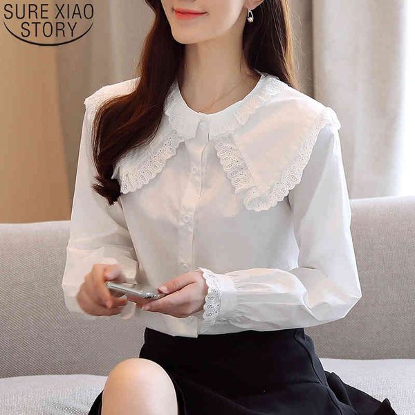 solid white cotton blouse lace doll collar petal sleeve autumn women blouses loose cardigan shirt blusas 10872 210417
solid white cotton blouse lace doll collar petal sleeve autumn women blouses loose cardigan shirt blusas 10872 210417