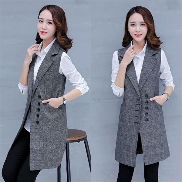 women's vests plaid suit vest women spring autumn ladies sleeveless korean jacket mid-length black blazer waistcoat large size k152, Black;white
women's vests plaid suit vest women spring autumn ladies sleeveless korean jacket mid-length black blazer waistcoat large size k152, Black;white