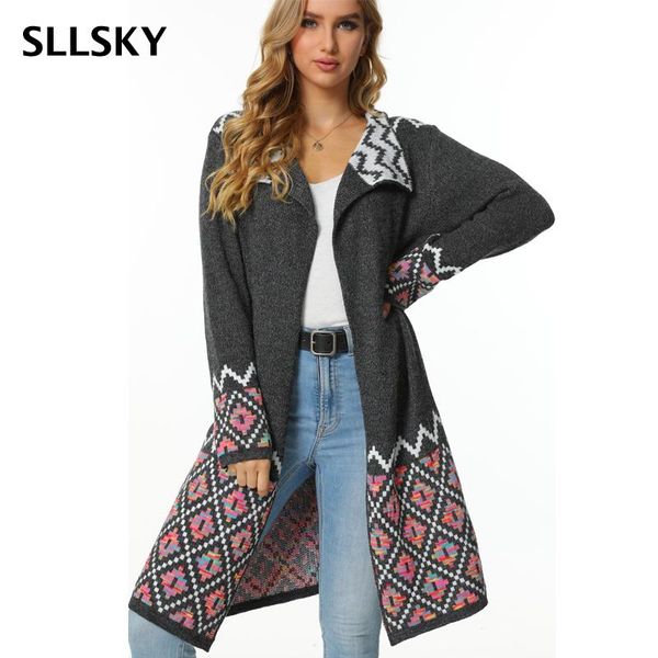 women's knits & tees sllsky fashion plaid long cardigan women sweater autumn patchwork knitted turn-down collar female loose ladies, White
women's knits & tees sllsky fashion plaid long cardigan women sweater autumn patchwork knitted turn-down collar female loose ladies, White