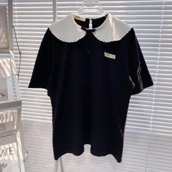 high version 21 summer new women's aging baby collar loose casual t-shirt half sleeve, White
high version 21 summer new women's aging baby collar loose casual t-shirt half sleeve, White