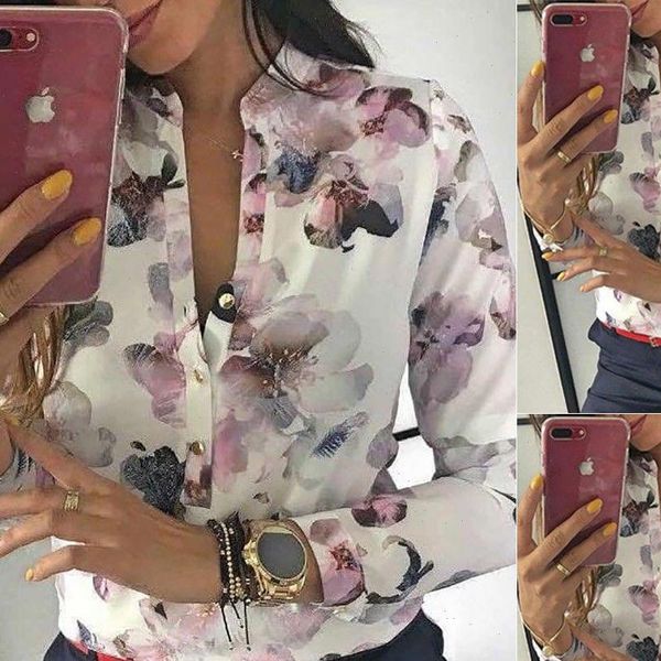 fashion long sleeve round women shirts collar office floral printed casual plus size xl blusas femininas, White
fashion long sleeve round women shirts collar office floral printed casual plus size xl blusas femininas, White