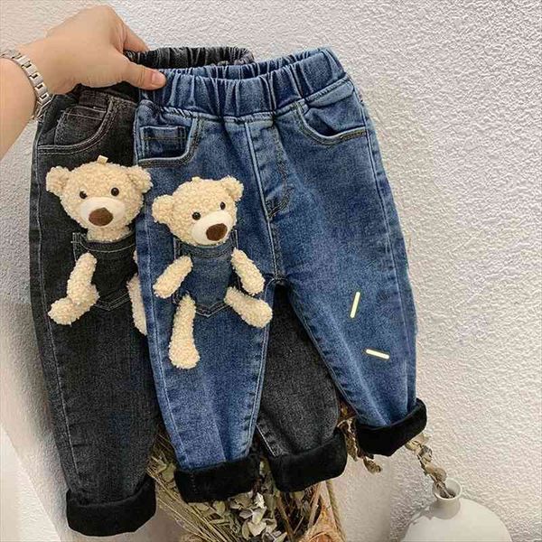 2 6 years winter girls boys cute cartoon bear jeans pant baby kids children thick warm fleece denim trousers, Blue
2 6 years winter girls boys cute cartoon bear jeans pant baby kids children thick warm fleece denim trousers, Blue