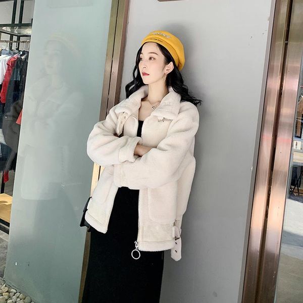 women's leather & faux winter coat women fur loose zipper artificial particle wool jacket ladies medium size solid color l144 438h, Black
women's leather & faux winter coat women fur loose zipper artificial particle wool jacket ladies medium size solid color l144 438h, Black