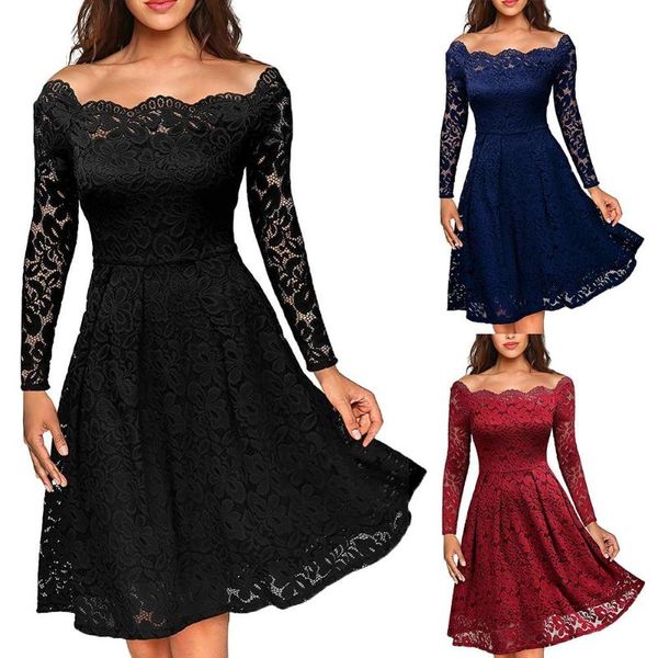 evening party dresses for women hollow out lace long sleeve off shoulder woman dress a-line midi femme vestidos casual, Black;gray
evening party dresses for women hollow out lace long sleeve off shoulder woman dress a-line midi femme vestidos casual, Black;gray