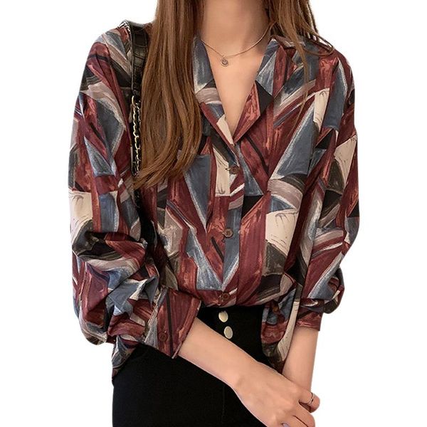 women vintage cartoon print lapel shirt loose single-breasted thin section long sleeve blouse est women's blouses & shirts, White
women vintage cartoon print lapel shirt loose single-breasted thin section long sleeve blouse est women's blouses & shirts, White