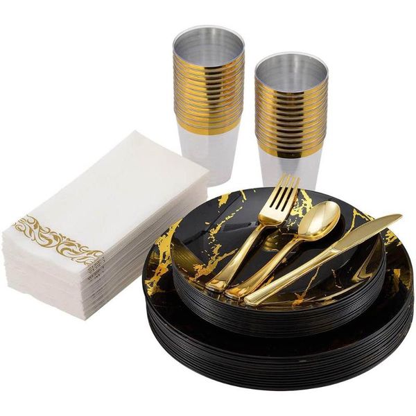 disposable dinnerware 70 pieces of tableware marble plastic tray with golden silverware cup napkin cover birthday wedding party supplies
disposable dinnerware 70 pieces of tableware marble plastic tray with golden silverware cup napkin cover birthday wedding party supplies