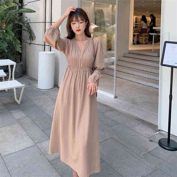 korean v-neck women long dress spring full sleeve single-breasted a-line dresses vintage elegant female vestidos femme 210513, Black;gray
korean v-neck women long dress spring full sleeve single-breasted a-line dresses vintage elegant female vestidos femme 210513, Black;gray