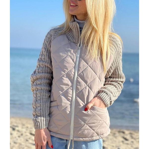 women's down & parkas conkor fashion casual stand collar women elegant knitted patchwork coats pockets long sleeve cotton jackets ladie, Black
women's down & parkas conkor fashion casual stand collar women elegant knitted patchwork coats pockets long sleeve cotton jackets ladie, Black