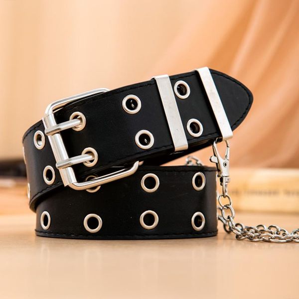 belts women fashion double hole pin buckle waist belt for jeans metal punk chain luxury pu leather style decorative, Black;brown
belts women fashion double hole pin buckle waist belt for jeans metal punk chain luxury pu leather style decorative, Black;brown