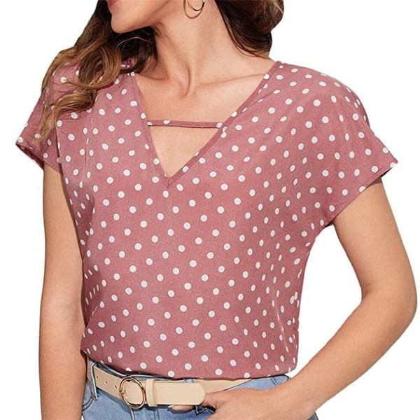 women's blouses & shirts ygyeeg shirt women summer polka dot printing blouse short sleeve casual round neck female fashion hollow out, White
women's blouses & shirts ygyeeg shirt women summer polka dot printing blouse short sleeve casual round neck female fashion hollow out, White