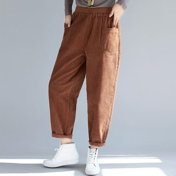 women's pants & capris johnature elastic mid waist casual loose corduroy full length 2021 autumn winter solid color women harem, Black;white
women's pants & capris johnature elastic mid waist casual loose corduroy full length 2021 autumn winter solid color women harem, Black;white