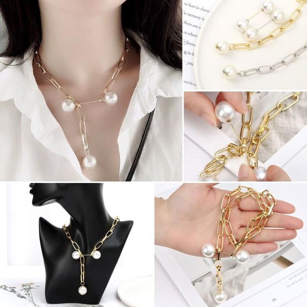 chains pearl necklace sweater chain exaggerated personality temperament retro hip hop choker adjustable for women, Silver
chains pearl necklace sweater chain exaggerated personality temperament retro hip hop choker adjustable for women, Silver
