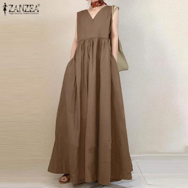 casual dresses plus size women's summer sundress zanzea 2021 fashion solid ruffle dress v neck maxi vestidos female sleeveless robe 5xl, Black;gray
casual dresses plus size women's summer sundress zanzea 2021 fashion solid ruffle dress v neck maxi vestidos female sleeveless robe 5xl, Black;gray