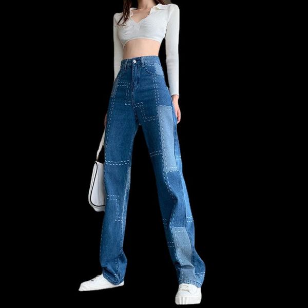 women's jeans irregular patch contrast stitching wide leg 2021 autumn high waist slim loose straight pants, Blue
women's jeans irregular patch contrast stitching wide leg 2021 autumn high waist slim loose straight pants, Blue
