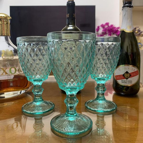 3pcs / lot aquamarine 300ml diamonds relief wine glass goblet retro juice drinking cup spirits wedding party beverage glasses
3pcs / lot aquamarine 300ml diamonds relief wine glass goblet retro juice drinking cup spirits wedding party beverage glasses