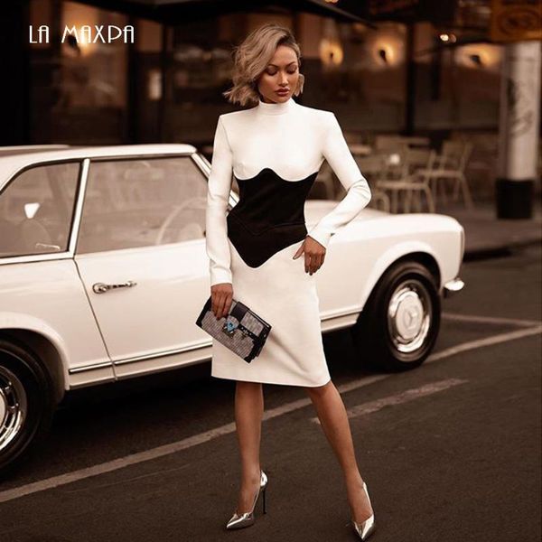 spring and autumn women's long-sleeved high-neck patchwork bodycon bandage dress elegant evening party vestidos casual dresses, Black;gray
spring and autumn women's long-sleeved high-neck patchwork bodycon bandage dress elegant evening party vestidos casual dresses, Black;gray
