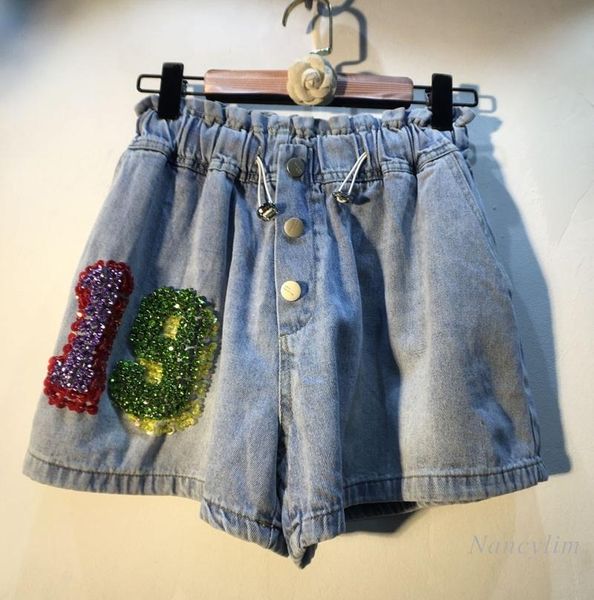 exquisite rhinestone beaded high waist slimming wide-leg denim shorts woman elastic fashion jean summer 2021 women's jeans, Blue
exquisite rhinestone beaded high waist slimming wide-leg denim shorts woman elastic fashion jean summer 2021 women's jeans, Blue