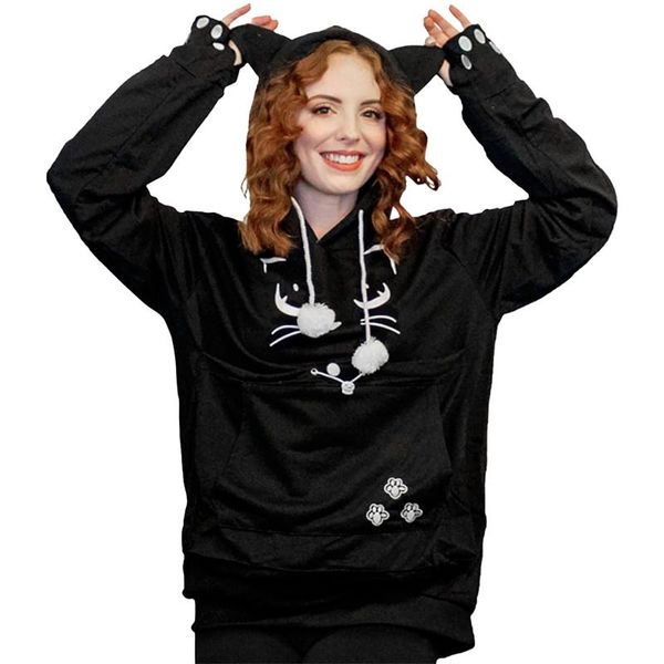women's hoodies & sweatshirts autumn and winter fleece loose pet hooded pullover cat dog large pouch carriers sweatshirt, Black
women's hoodies & sweatshirts autumn and winter fleece loose pet hooded pullover cat dog large pouch carriers sweatshirt, Black