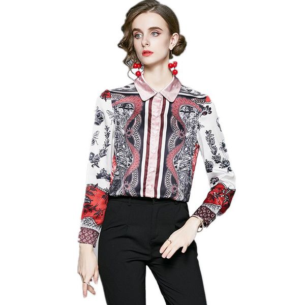 women's blouses & shirts 2021 spring autumn women long sleeve blouse high-end custom fashion retro print runway shirt casual, White
women's blouses & shirts 2021 spring autumn women long sleeve blouse high-end custom fashion retro print runway shirt casual, White