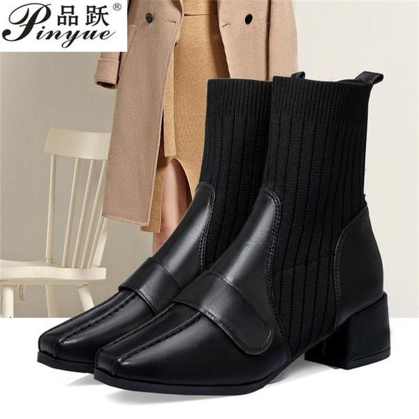 boots size 35--40 arrival genuine leather shoes women ankle slip on autumn stretch square heels dress woman, Black
boots size 35--40 arrival genuine leather shoes women ankle slip on autumn stretch square heels dress woman, Black