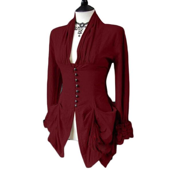 women's blouses & shirts women long sleeve retro lace trim button up vintage irregular tailcoat gothic blouse outwear ladies blusas mu, White
women's blouses & shirts women long sleeve retro lace trim button up vintage irregular tailcoat gothic blouse outwear ladies blusas mu, White
