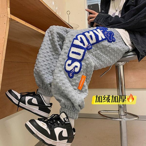 men's pants pr men warm waffle sweatpant winter embroidered thick jogger casual streetwear oversize sport hip hop, Black
men's pants pr men warm waffle sweatpant winter embroidered thick jogger casual streetwear oversize sport hip hop, Black