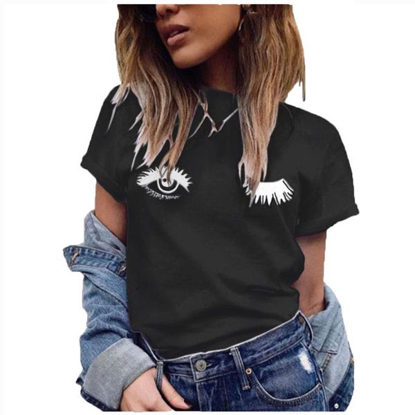 women blouse casual europe fashion brand summer printing female short sleeve cute eyes printed o-neck women's blouses & shirts, White
women blouse casual europe fashion brand summer printing female short sleeve cute eyes printed o-neck women's blouses & shirts, White