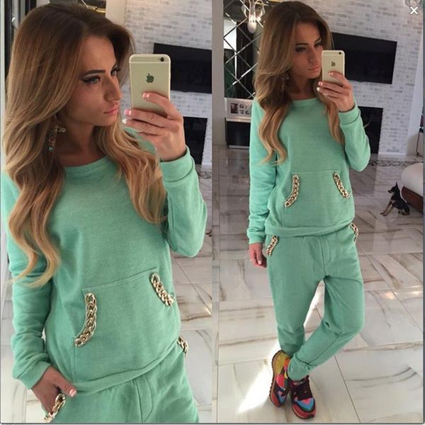 women's tracksuits pocket nail chains 2 pieces sports set statement sportswear zipper casual sets cloth + pants two piece dress, White
women's tracksuits pocket nail chains 2 pieces sports set statement sportswear zipper casual sets cloth + pants two piece dress, White