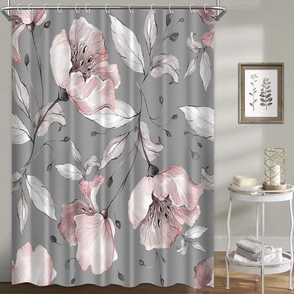 shower curtains floral for bathroom, pink rose flowers curtain set grey background fabric waterproof washable
shower curtains floral for bathroom, pink rose flowers curtain set grey background fabric waterproof washable