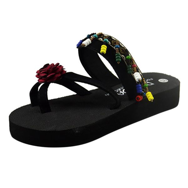 retro wedge slippers for women mid-heel flip flops summer ethnic style beach slope anti-skid, Black
retro wedge slippers for women mid-heel flip flops summer ethnic style beach slope anti-skid, Black