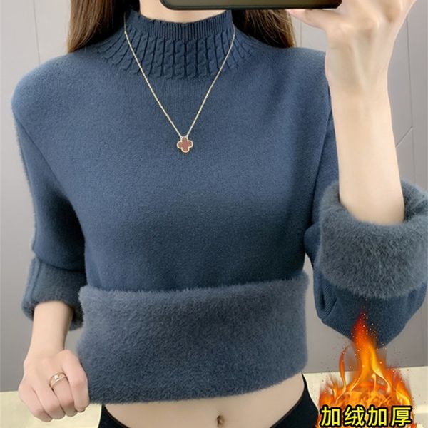 half high neck bottomed sweater women's plush thickened all-in-one versatile 2021 new autumn, White;black
half high neck bottomed sweater women's plush thickened all-in-one versatile 2021 new autumn, White;black