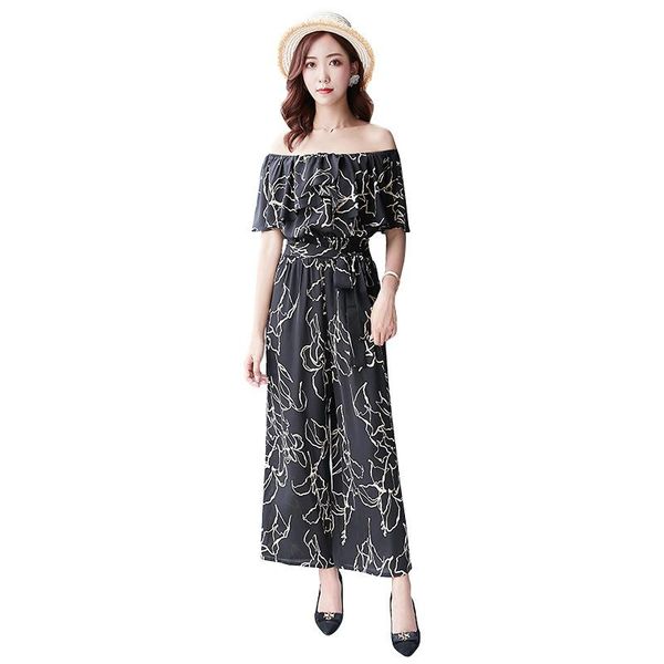 women's jumpsuits & rompers print women jumpsuit summer elegant slash neck off shoulder ruffles playsuits ladies wide leg pants overall, Black;white
women's jumpsuits & rompers print women jumpsuit summer elegant slash neck off shoulder ruffles playsuits ladies wide leg pants overall, Black;white