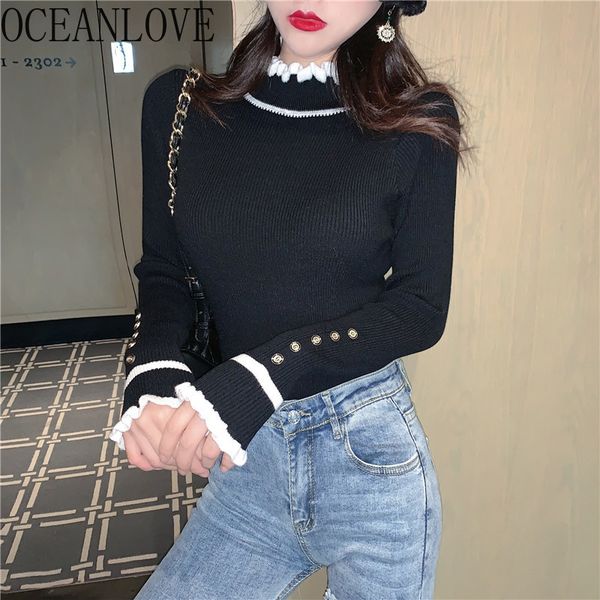striped autumn fashion slim sweet woman sweaters ruffles half turtleneck mujer sueteres winter pull femme 19350 210415, White;black
striped autumn fashion slim sweet woman sweaters ruffles half turtleneck mujer sueteres winter pull femme 19350 210415, White;black