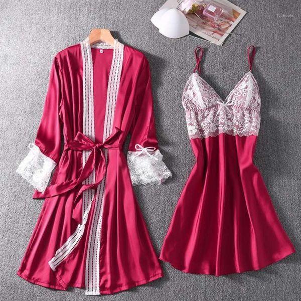 women's fashion women lace silk & gown set nightdress and robe 2pcs sleepwear suit bathrobe nightwear elegant homewear1 igwp, Black;red
women's fashion women lace silk & gown set nightdress and robe 2pcs sleepwear suit bathrobe nightwear elegant homewear1 igwp, Black;red