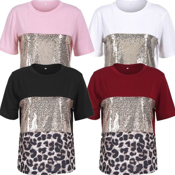 summer fashion t shirt sequined leopard patchwork casual o neck short sleeve tee women's t-shirt camisas mujer tshirt 210520, White
summer fashion t shirt sequined leopard patchwork casual o neck short sleeve tee women's t-shirt camisas mujer tshirt 210520, White