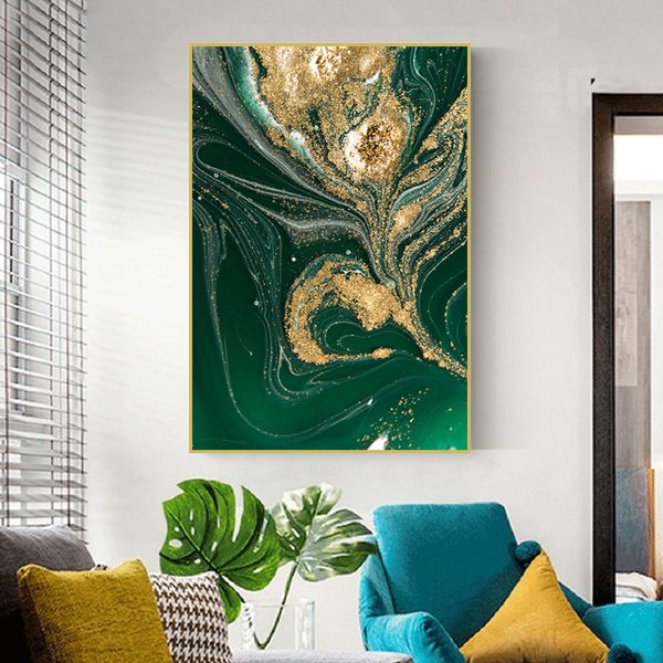 nordic creative green gold foil wall art canvas poster cuadro modern abstract painting print wall pictures for living room decor
nordic creative green gold foil wall art canvas poster cuadro modern abstract painting print wall pictures for living room decor