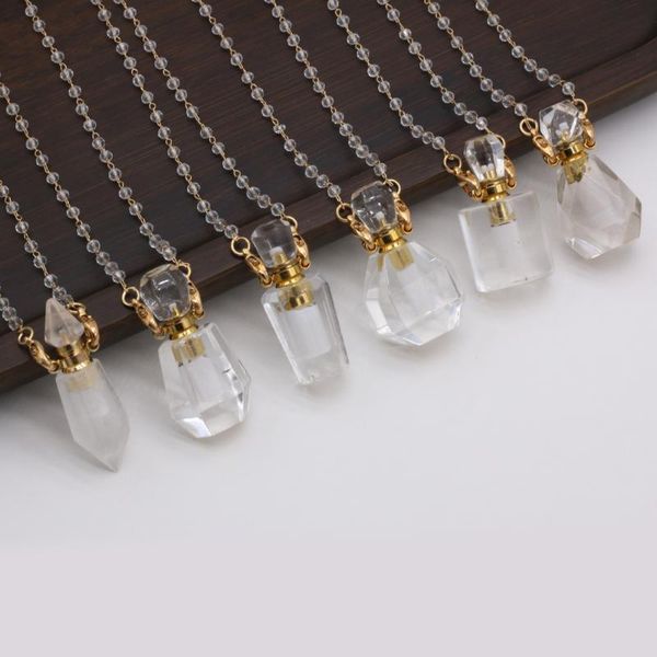 chains natural clear quartzs stone perfume bottle necklace pendant glass pearl chain elegant women essential oil vial jewelry gift 80cm, Silver
chains natural clear quartzs stone perfume bottle necklace pendant glass pearl chain elegant women essential oil vial jewelry gift 80cm, Silver