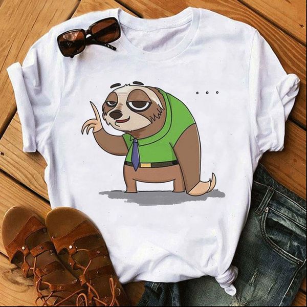 fashion cotton women t shirt sale female shirts short sleeve plus size sloth printing, White
fashion cotton women t shirt sale female shirts short sleeve plus size sloth printing, White