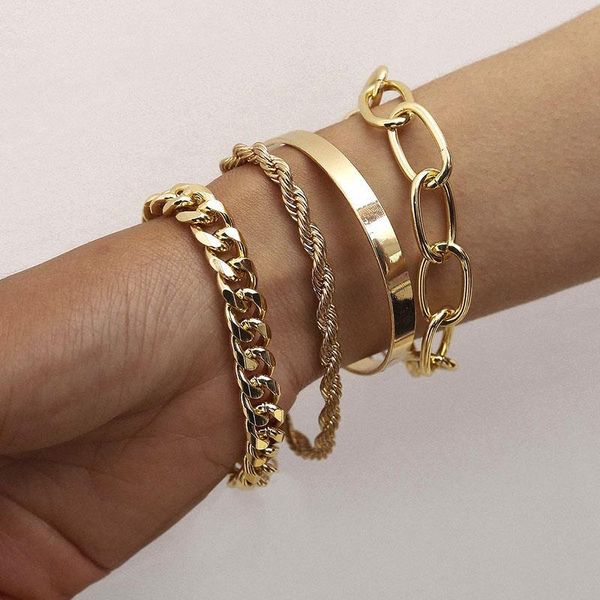 link, chain 1 set curb cuban lock pendant bracelets bangles punk metal twisted rope imitation pearl bracelet jewelry, Black
link, chain 1 set curb cuban lock pendant bracelets bangles punk metal twisted rope imitation pearl bracelet jewelry, Black