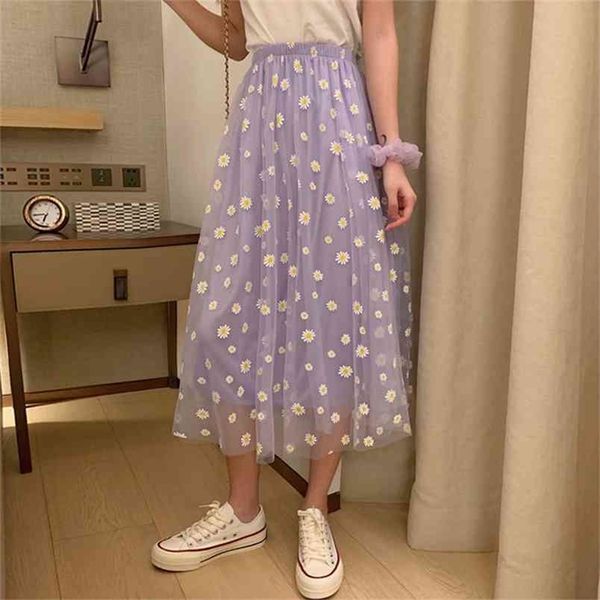 summer daisy print purple skirt female long high-waisted a- line elastic street wear 210619, Black
summer daisy print purple skirt female long high-waisted a- line elastic street wear 210619, Black