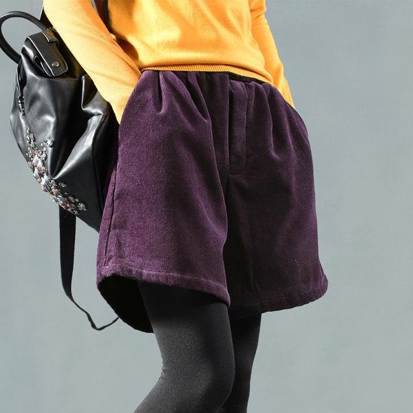 women's shorts winter retro women loose fleece warm corduroy elastic waist pocket mori girl blended 2021 female casual, White;black
women's shorts winter retro women loose fleece warm corduroy elastic waist pocket mori girl blended 2021 female casual, White;black