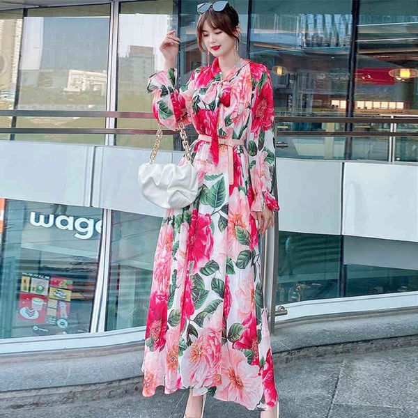two piece dress summer fashion designer bow collar flower print long sleeve maxi runway dress bohemian beach robe chiffon dresses jj6e, White
two piece dress summer fashion designer bow collar flower print long sleeve maxi runway dress bohemian beach robe chiffon dresses jj6e, White
