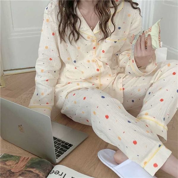 qweek cotton pijama polka dot women's pajamas korean sleepwear long sleeve autumn female sets pyjamas negligee cardigan suit pjs 211215, Black;red
qweek cotton pijama polka dot women's pajamas korean sleepwear long sleeve autumn female sets pyjamas negligee cardigan suit pjs 211215, Black;red
