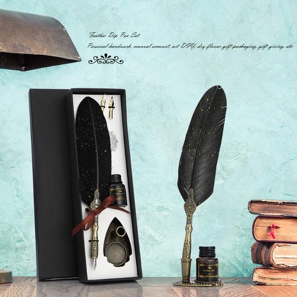 party favor retro calligraphy feather dip pen with 2 nib set quill fountain writing creative vintage stationery classic gift box without ink
party favor retro calligraphy feather dip pen with 2 nib set quill fountain writing creative vintage stationery classic gift box without ink