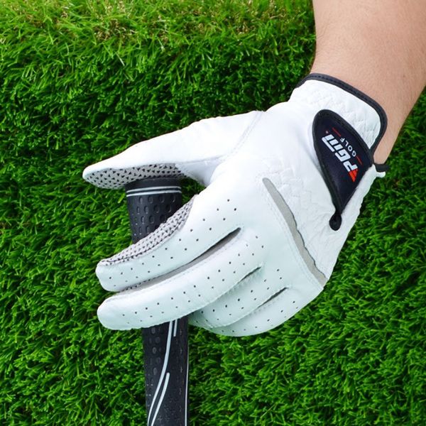 1pc golf gloves mens left right hand soft breathable pure sheepskin with anti-slip granules golf gloves golf meng, Blue;gray