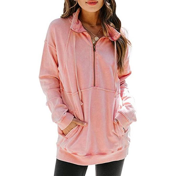 women's hoodies & sweatshirts autumn winter women long sleeve zipper pullover stand collar lapel casual jumper drawstring loose 2021 f, Black
women's hoodies & sweatshirts autumn winter women long sleeve zipper pullover stand collar lapel casual jumper drawstring loose 2021 f, Black